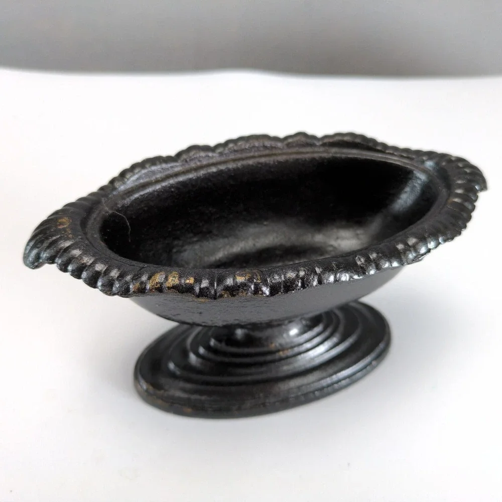Vintage Minuette Cast Iron Footed Bowl Urn Oil Rubbed Bronze Pedestal Decor